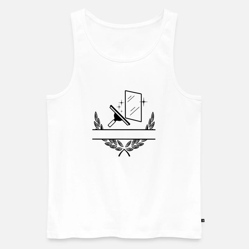 Fensterputzer-Logo im Lorbeerkranz - Männer Premium Bio Tank Top - Weiß
