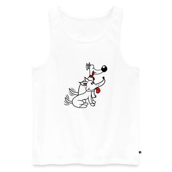 2 chiens équipe deux amis queue wiggle équipage - Débardeur bio Premium Homme - blanc - Devant - AI Model Male 178 light (178cm)