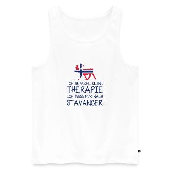 Ich brauche keine Therapie muss nur nach Stavanger - Männer Premium Bio Tank Top - Weiß - Vorne - Michal (187cm)