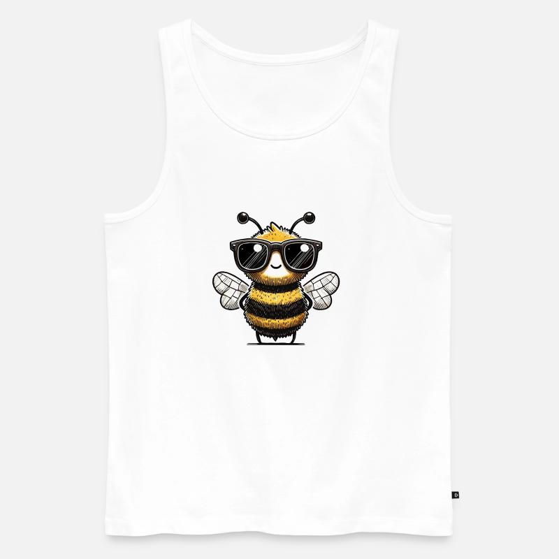 Biene Comic Sonnenbrille - Männer Premium Bio Tank Top - Weiß