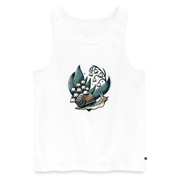 Escargot cottagecore et muguet - Débardeur bio Premium Homme - blanc - Devant - AI Model Male 178 light (178cm)