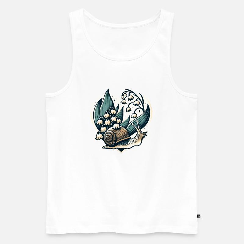 Cottagecore Schnecke und Maiglöckchen - Männer Premium Bio Tank Top - Weiß
