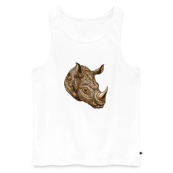 Portrait de rhinocéros - Débardeur bio Premium Homme - blanc - Devant - Michal (187cm)