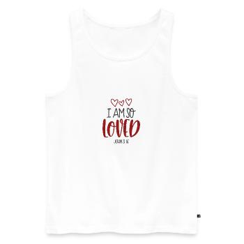 Christian Design I am so loved John 3 verse 16 - Men's Premium Organic Tank Top - white - Front - AI Model Male 178 light (178cm)