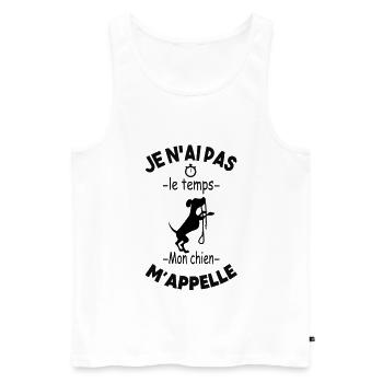 mon chien m'appelle,chien,citation,humour, - Débardeur bio Premium Homme - blanc - Devant - Michal (187cm)