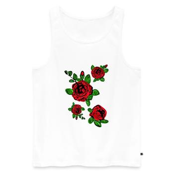 Rote Rosen blühen - Männer Premium Bio Tank Top - Weiß - Vorne - AI Model Male 178 light (178cm)