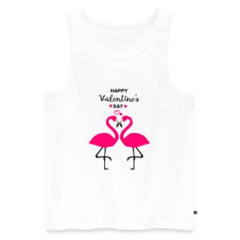 Flamants roses Saint-Valentin - Débardeur bio Premium Homme - blanc - Devant - Michal (187cm)