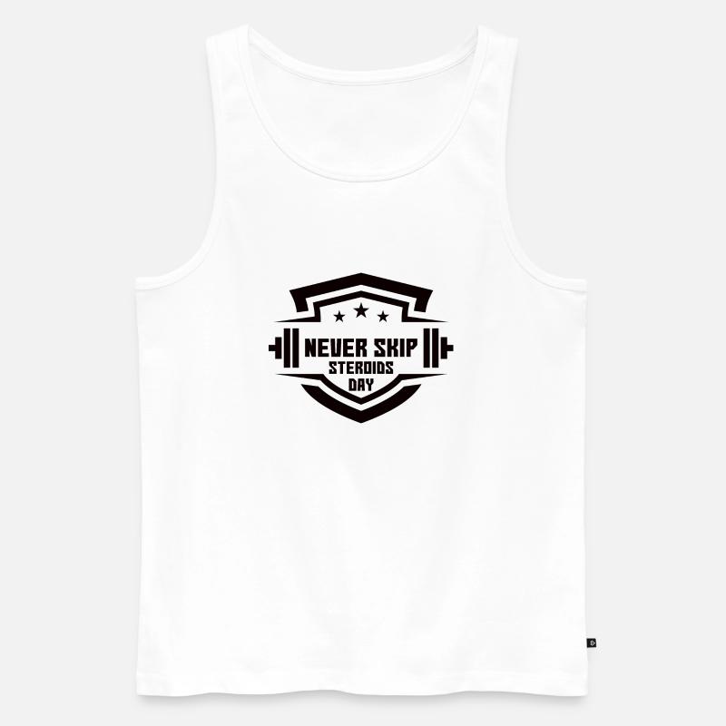 Never Skip Steroids Day - Männer Premium Bio Tank Top - Weiß