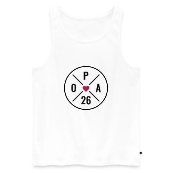 Opa 2026 - Herz - Baby Ankündigung - Opa 26 - Männer Premium Bio Tank Top - Weiß - Vorne - Michal (187cm)