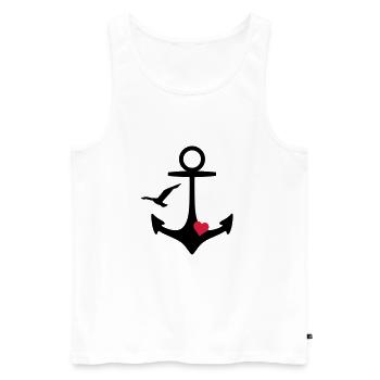 Anker Herz und Möwe - Männer Premium Bio Tank Top - Weiß - Vorne - Michal (187cm)