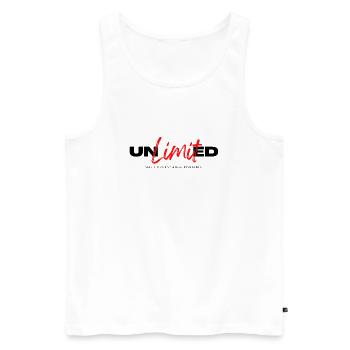 Schalte Dein Potenzial mit "Unlimited" frei - Männer Premium Bio Tank Top - Weiß - Vorne - AI Model Male 178 light (178cm)