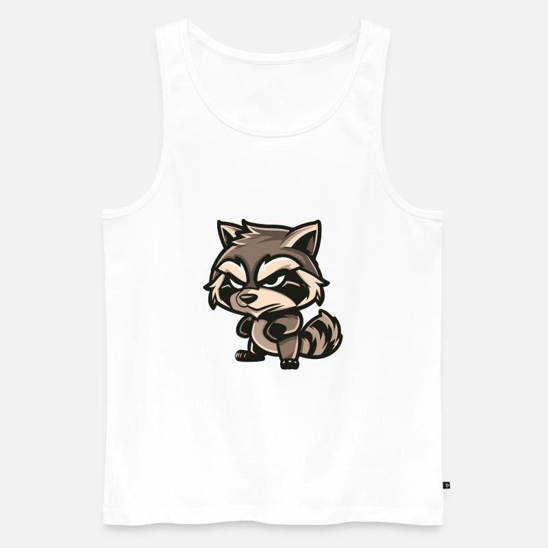 Waschbär Comic - Männer Premium Bio Tank Top - Weiß