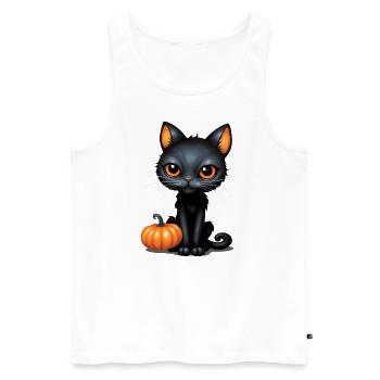 Chat Halloween Chat Noir Citrouille - Débardeur bio Premium Homme - blanc - Devant - Michal (187cm)
