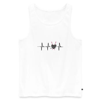 Heartbeat knitting funny gift - Men's Premium Organic Tank Top - white - Front - Michal (187cm)