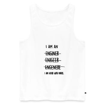 Cadeau de physique mathématique étudiant ingénieur drôle - Débardeur bio Premium Homme - blanc - Devant - AI Model Male 178 light (178cm)