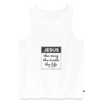 Christlicher Bibelvers Jesus, der Weg, die Wahrheit, - Männer Premium Bio Tank Top - Weiß - Vorne - Michal (187cm)