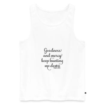 Christliches Design Güte und Barmherzigkeit jagen weiter - Männer Premium Bio Tank Top - Weiß - Vorne - Michal (187cm)