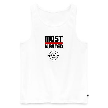 Most Wanted - Men's Premium Organic Tank Top - white - Front - AI Model Male 178 light (178cm)