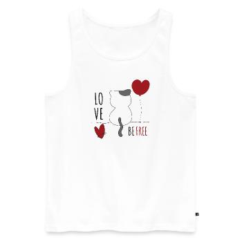 Chat avec coeur Chat amour animal Chats - Débardeur bio Premium Homme - blanc - Devant - AI Model Male 178 light (178cm)