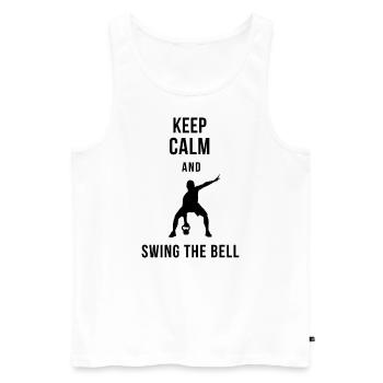 Fitness saying cool - Keep calm and swing the bell - Men's Premium Organic Tank Top - white - Front - Michal (187cm)
