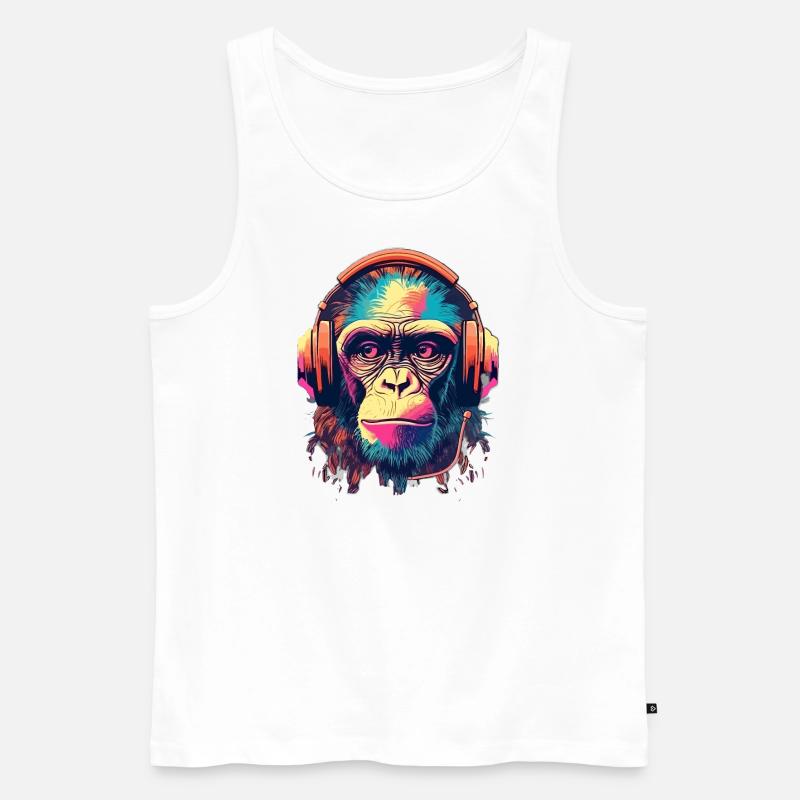 Monkey Beats - Männer Premium Bio Tank Top - Weiß