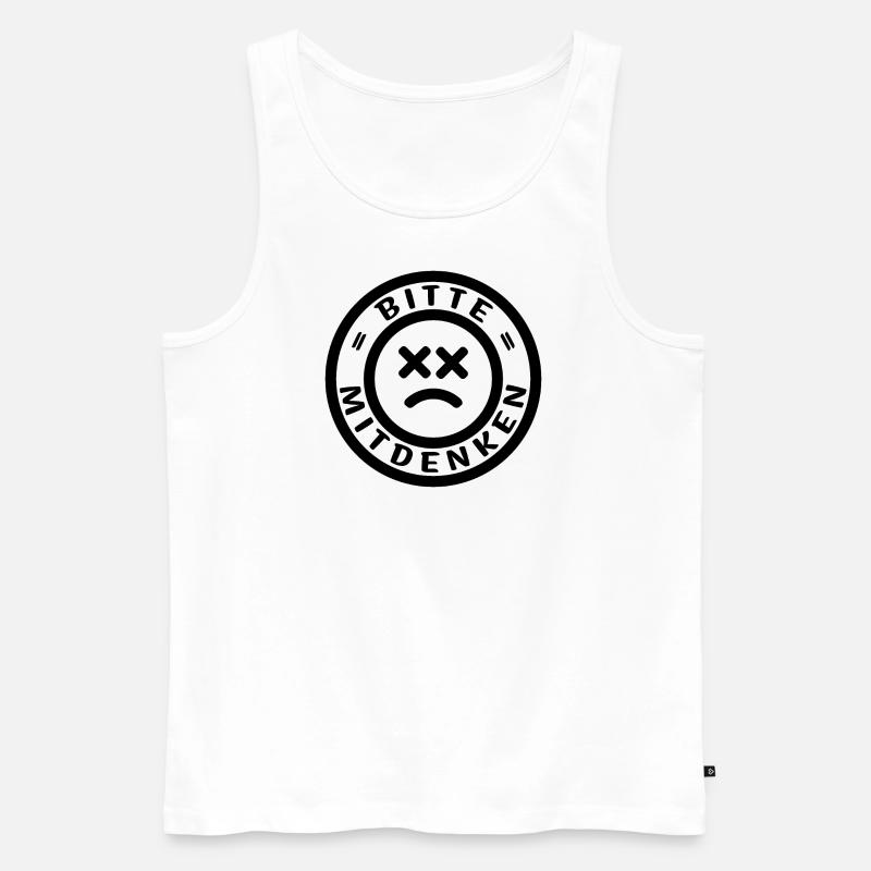 Denk-Pause - Bitte Mitdenken - Männer Premium Bio Tank Top - Weiß