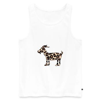 chèvre en motif léopard folle chèvre biologique - Débardeur bio Premium Homme - blanc - Devant - AI Model Male 178 light (178cm)