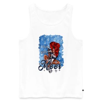 Ich will Meer Spruch Illustration Mädchen - Männer Premium Bio Tank Top - Weiß - Vorne - AI Model Male 178 light (178cm)