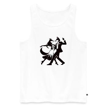 Elegantes Foxtrot Tanzdesign mit tanzenden Füchsen - Männer Premium Bio Tank Top - Weiß - Vorne - AI Model Male 178 light (178cm)