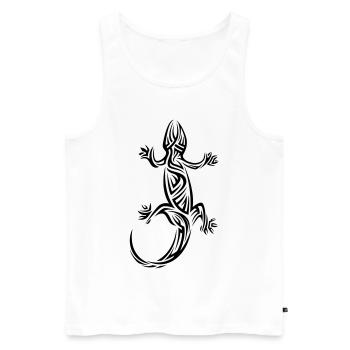 Tatouage tribal Gecko - Débardeur bio Premium Homme - blanc - Devant - AI Model Male 178 light (178cm)