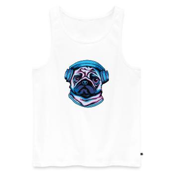 Kopfhörer Pug Hund Geschenk Pop Art - Männer Premium Bio Tank Top - Weiß - Vorne - AI Model Male 178 light (178cm)