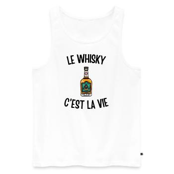 Le whisky c'est la vie - Débardeur bio Premium Homme - blanc - Devant - Michal (187cm)
