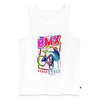 Retro Bmx in Bunt & Farbig - Bmx Fahrrad fahren - Männer Premium Bio Tank Top - Weiß - Vorne - Michal (187cm)