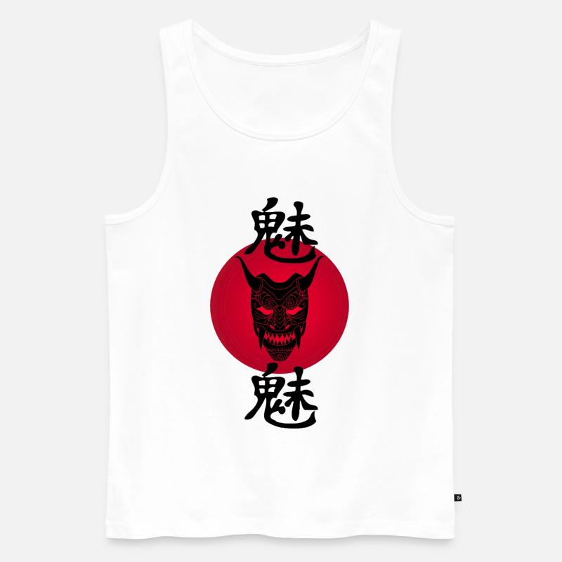 Schwarzer Dämon und Rote Sonne - Männer Premium Bio Tank Top - Weiß