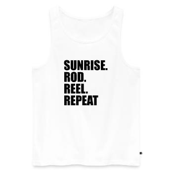 Sunrise Rod Reel Repeat - Men's Premium Organic Tank Top - white - Front - AI Model Male 178 light (178cm)