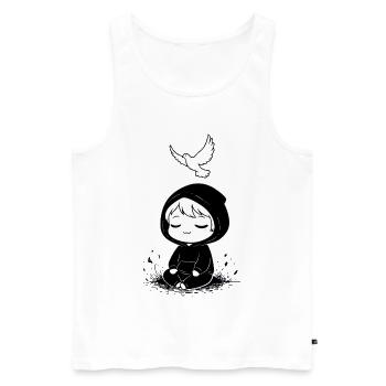 Enfant Hoodie Méditation Paix Colombe - Débardeur bio Premium Homme - blanc - Devant - Michal (187cm)