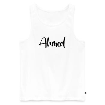 First name - Ahmed - Men's Premium Organic Tank Top - white - Front - Michal (187cm)