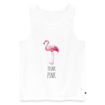FLAMINGO. THINK PINK - Männer Premium Bio Tank Top - Weiß - Vorne - AI Model Male 178 light (178cm)