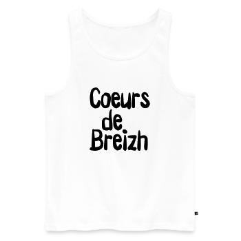 marque c2b coeurs de breizh logo - Débardeur bio Premium Homme - blanc - Devant - Michal (187cm)