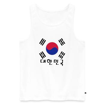 Corée du Sud drapeau et txt coréen - Débardeur bio Premium Homme - blanc - Devant - AI Model Male 178 light (178cm)