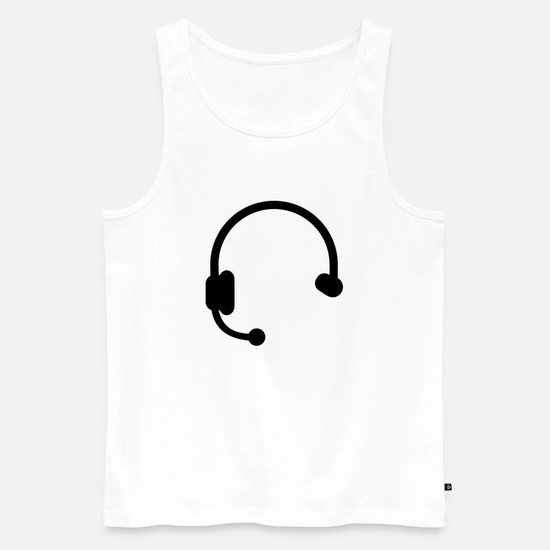 Headset Kopfhörer - Männer Premium Bio Tank Top - Weiß
