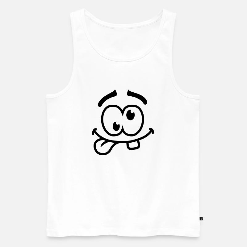 Crazy Smiley Face - Männer Premium Bio Tank Top - Weiß