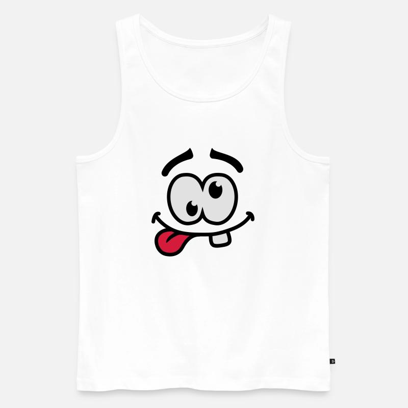 Crazy Smiley Face - Männer Premium Bio Tank Top - Weiß