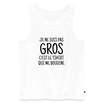 Gros / Grosse / Humour / Kilo / Drôle - Débardeur bio Premium Homme - blanc - Devant - AI Model Male 178 light (178cm)