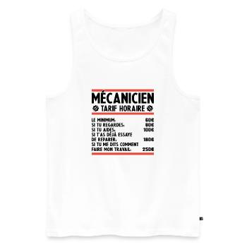 Mécanicien Tarif Horaire Humour Mechanic Cadeau - Débardeur bio Premium Homme - blanc - Devant - AI Model Male 178 light (178cm)