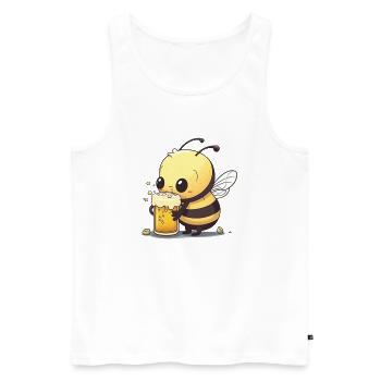 Cute bee with beer. - Men's Premium Organic Tank Top - white - Front - Michal (187cm)