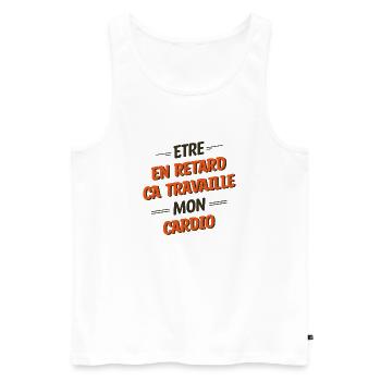 en retard cardio - humour sport - Débardeur bio Premium Homme - blanc - Devant - Michal (187cm)