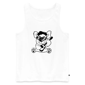 Seated Teddy Bear Plays Cute Guitar Guitarist - Men's Premium Organic Tank Top - white - Front - Michal (187cm)