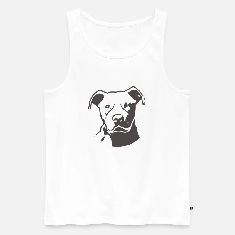 pitbull_head_front - Männer Premium Bio Tank Top - Weiß
