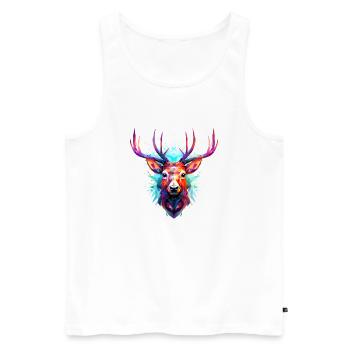 Hirsch - Männer Premium Bio Tank Top - Weiß - Vorne - Michal (187cm)